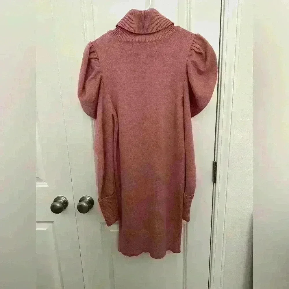Tularosa Revolve Marsha Sweater Puff Sleeve Mini Dress Pink Size M - Picture 3 of 6